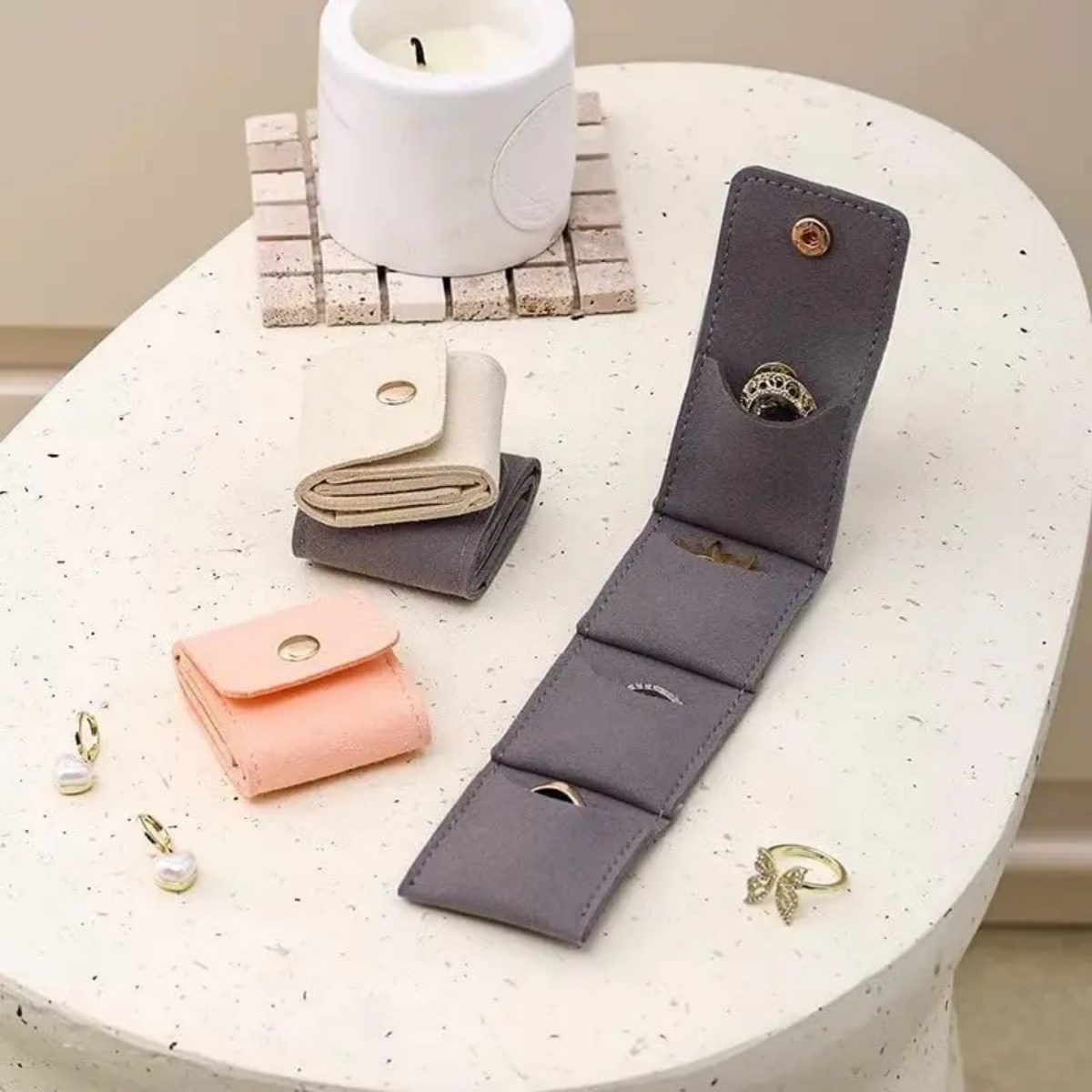 Mini opvouwbare suède sieraden - Travel Jewellery & Accessories Organiser recensie en prijs